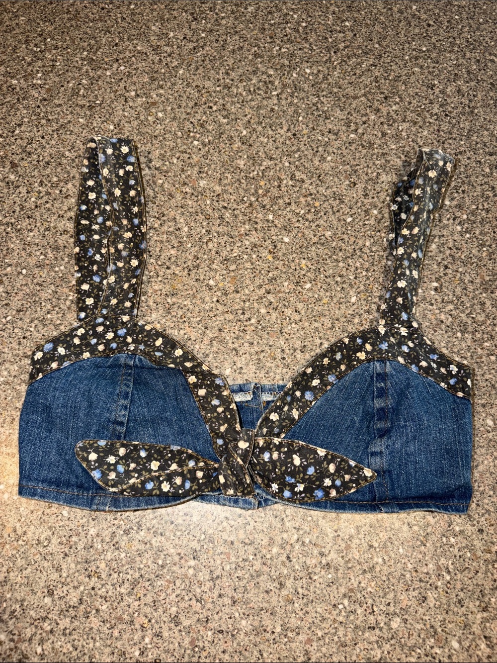 Denim floral bra top vintage